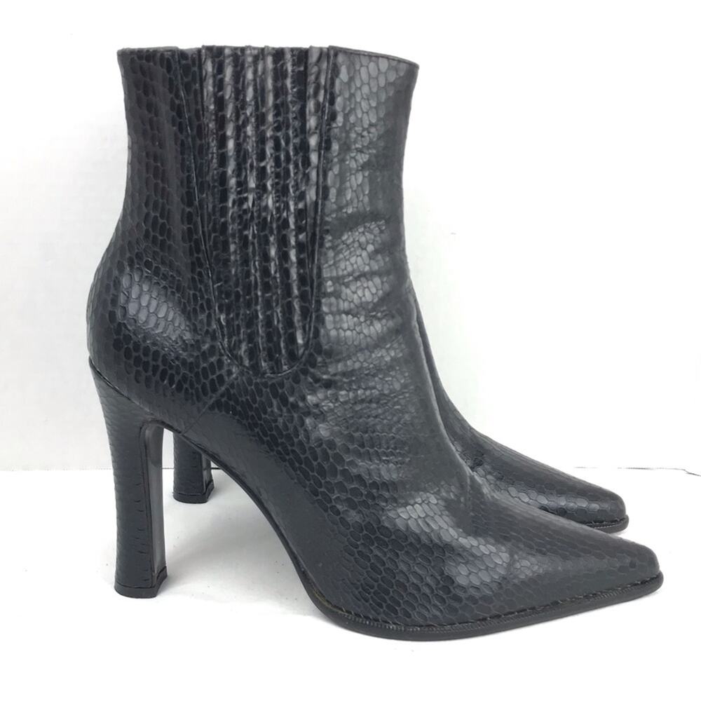 Casadei Black Leather Heeled Boots Sz 10 Made in Italy